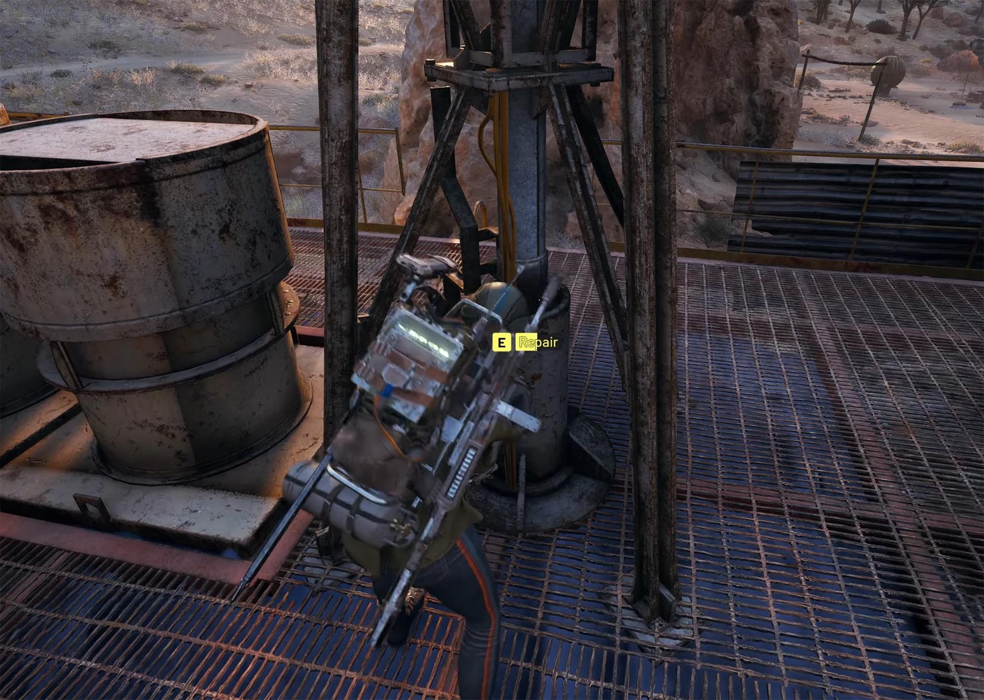 Repairing the antenna on Field Depot roof