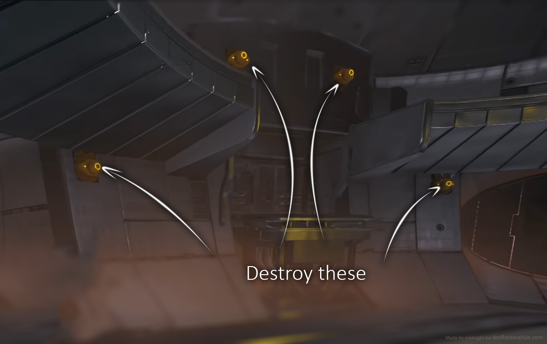 Yellow valves highlighted around the Harvester structure in final phase