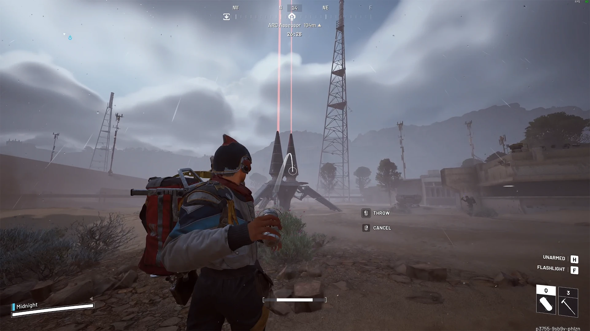 Throwing a smoke grenade at an Arc Assessor to safely loot containers