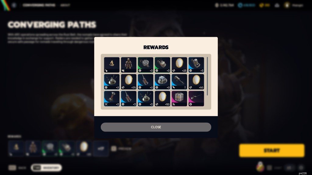 All ARC Raiders Converging Paths project rewards shown in the in-game rewards preview