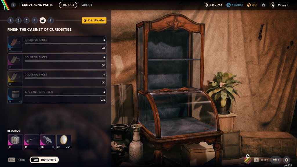 Converging Paths Stage 5 — Finish the Cabinet of Curiosities requirements in ARC Raiders