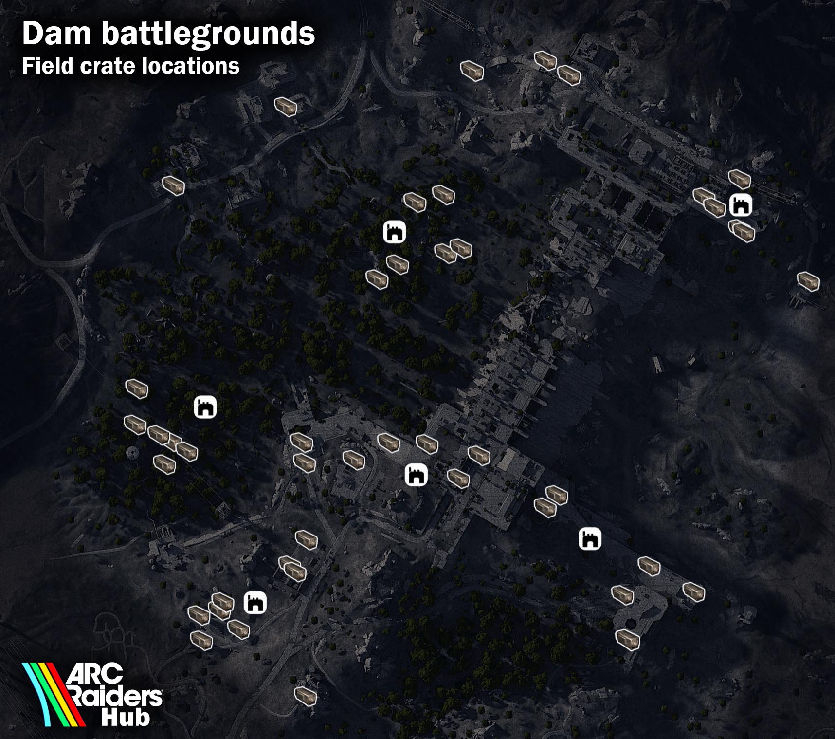 Field Crate locations on Dam Battlegrounds map