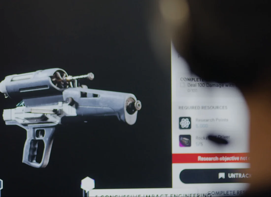 Kettle V research screen: Deal 100 Damage objective at 0/100, 5,000 Research Points, Rocketeer Drivers, Research objective not complete