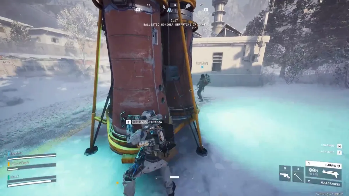 The landed Ballistic Gondola with three pods in green smoke