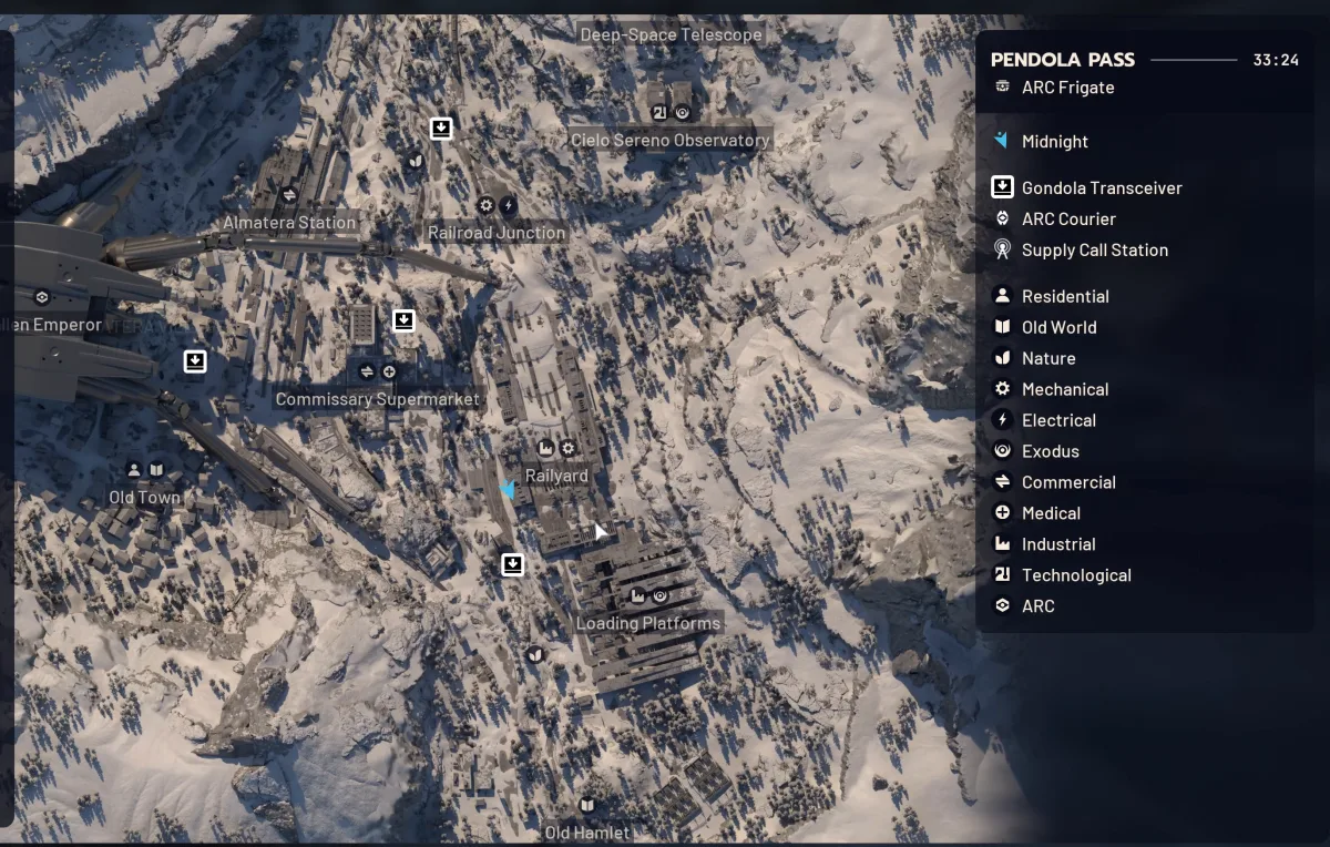 The Pendola Pass map with ARC Frigate listed as the active map condition