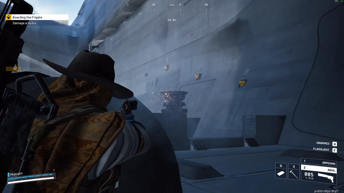 On the Frigate's deck with the objective Damage a Hydra and a turret firing ahead