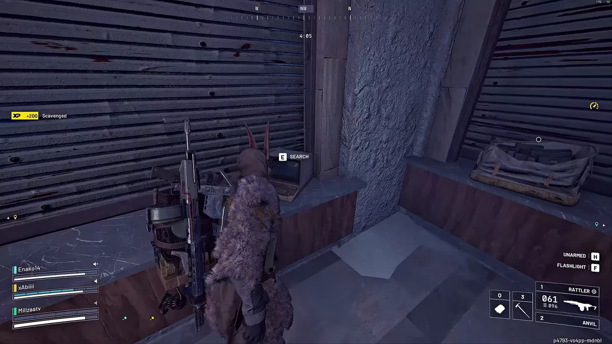Raider searching an old computer on a ticket counter in the train station key room