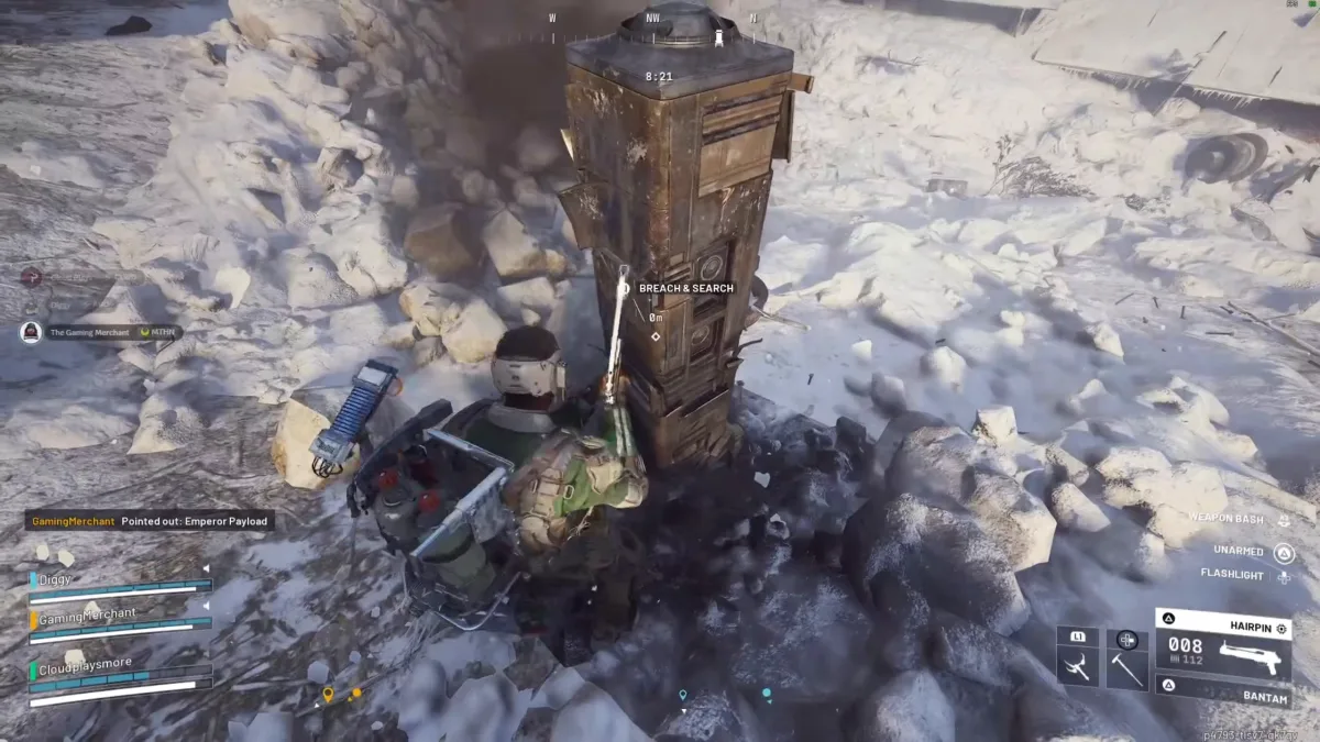 The Emperor Payload container with the Breach and Search prompt