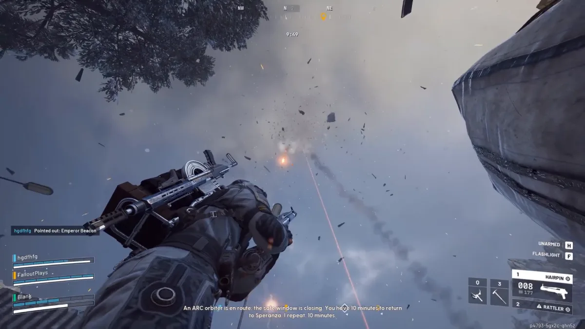 Debris raining down as the Harvester payload arrives