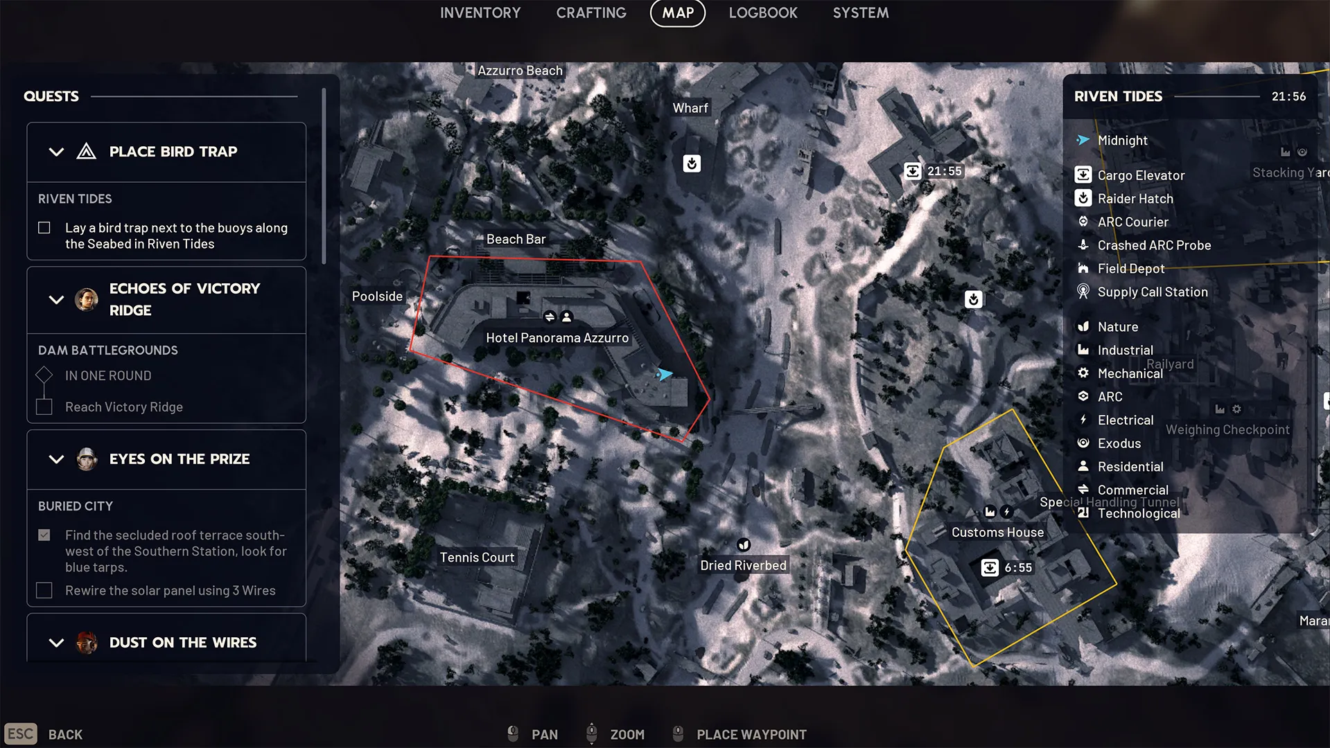 Panorama Azzurro hotel location on the Riven Tides map in ARC Raiders
