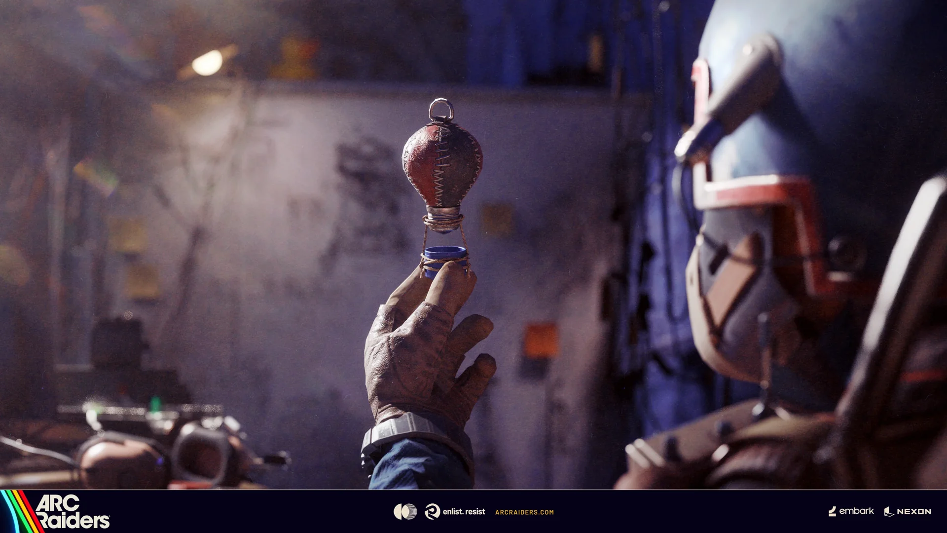 Ascending the Mountain Raider Project in ARC Raiders — a handmade balloon trinket in a workshop