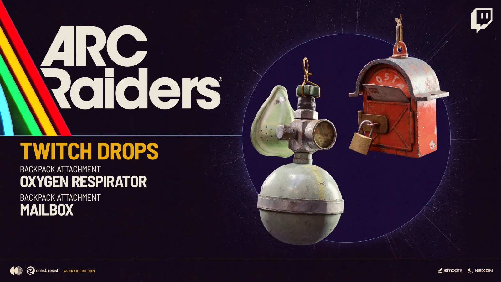 Twitch Drops: Oxygen Respirator and Mailbox backpack attachments