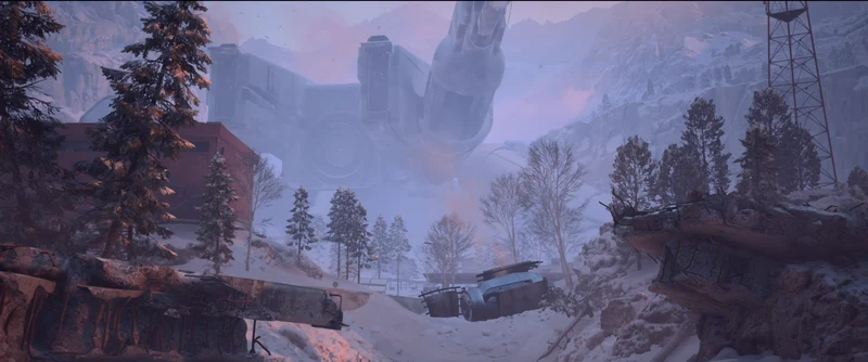 The fallen Emperor seen from the outskirts of the Pendola Pass village at dusk