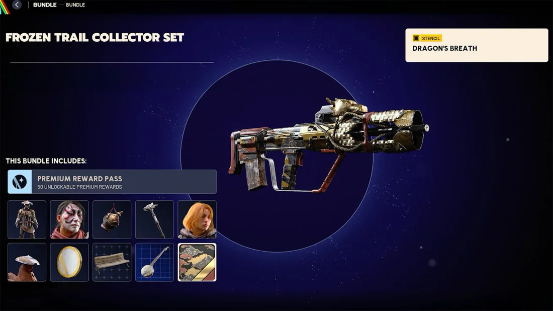 The Dragon's Breath weapon stencil from the ARC Raiders Frozen Trail Collector Set