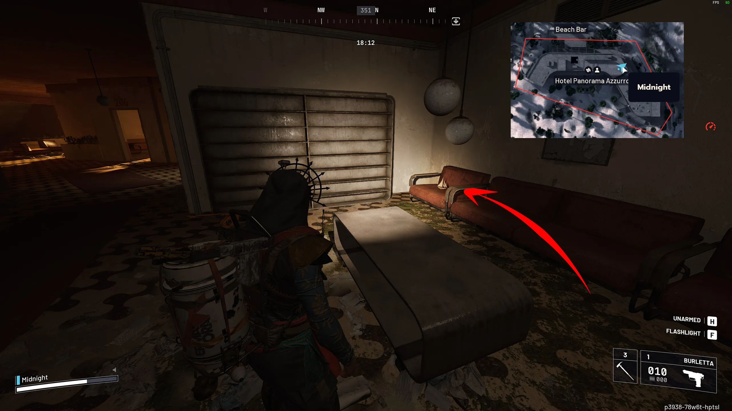 Twilight Compass Ship Model on a chair in Panorama Azzurro hotel with map location in ARC Raiders