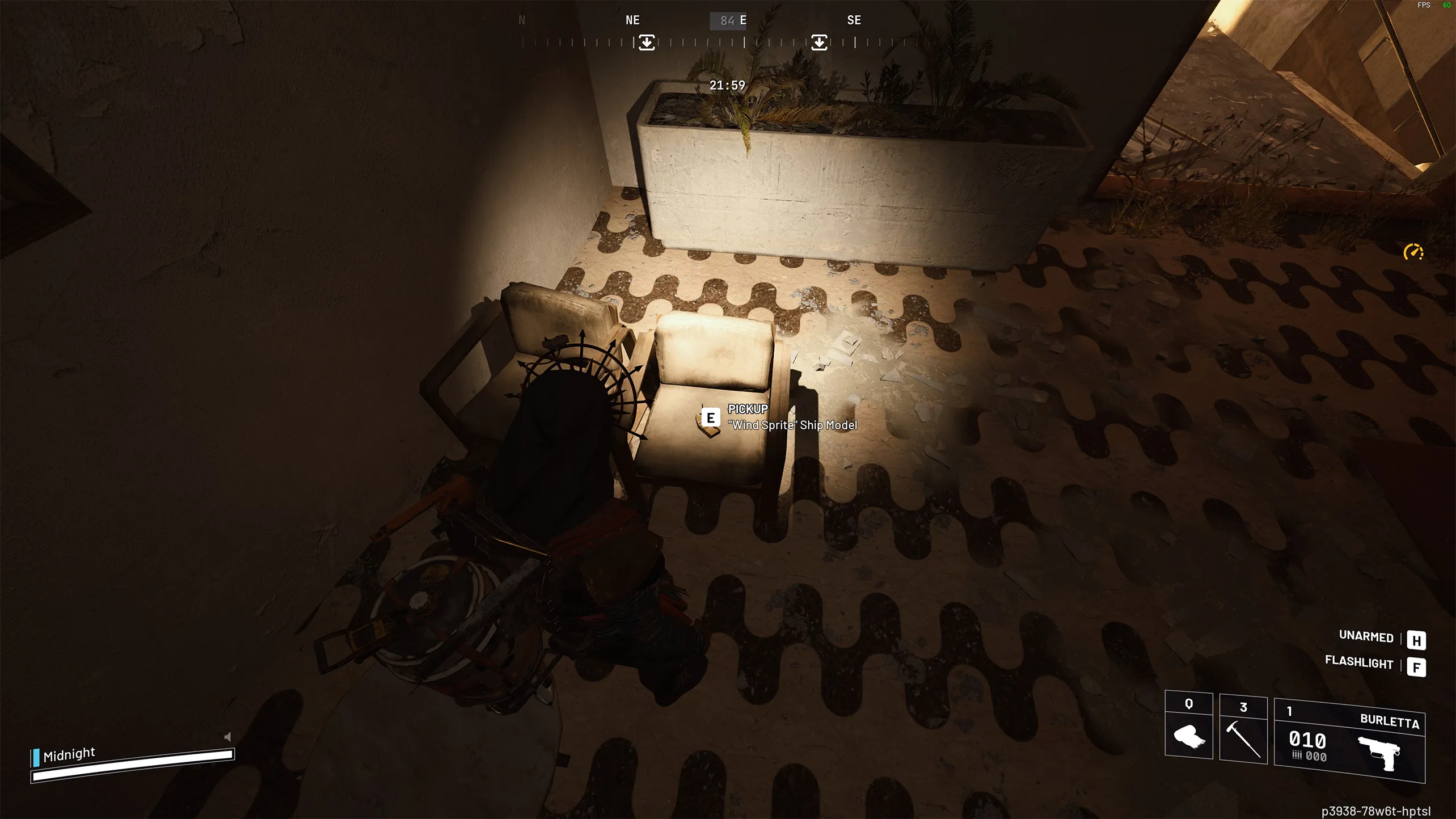 Windsprite Ship Model sitting on a chair in Panorama Azzurro hotel in ARC Raiders